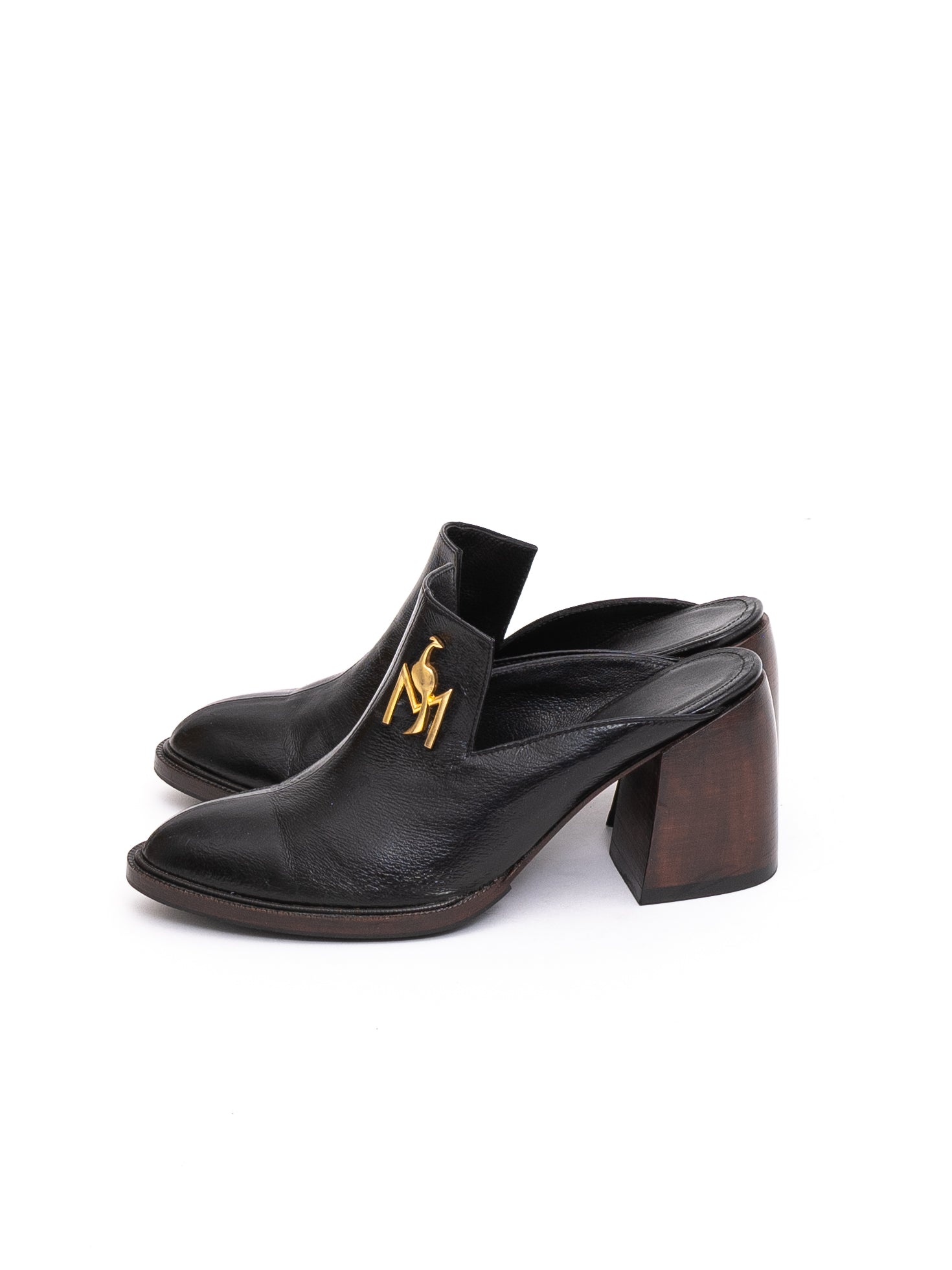 Handmade Mules Black with Logo
