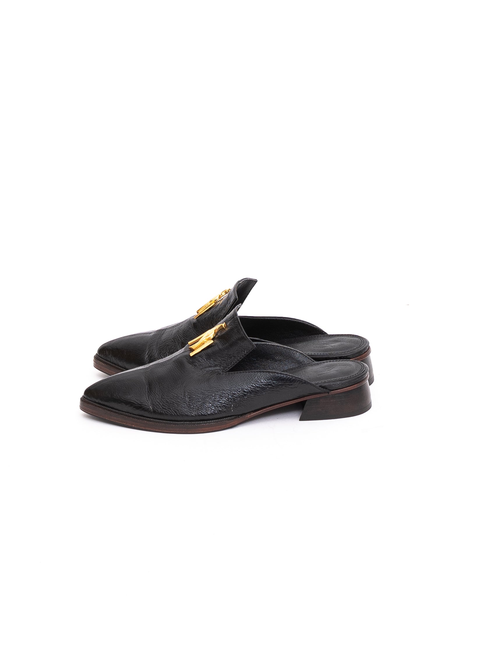 Handmade Mules Black with Logo