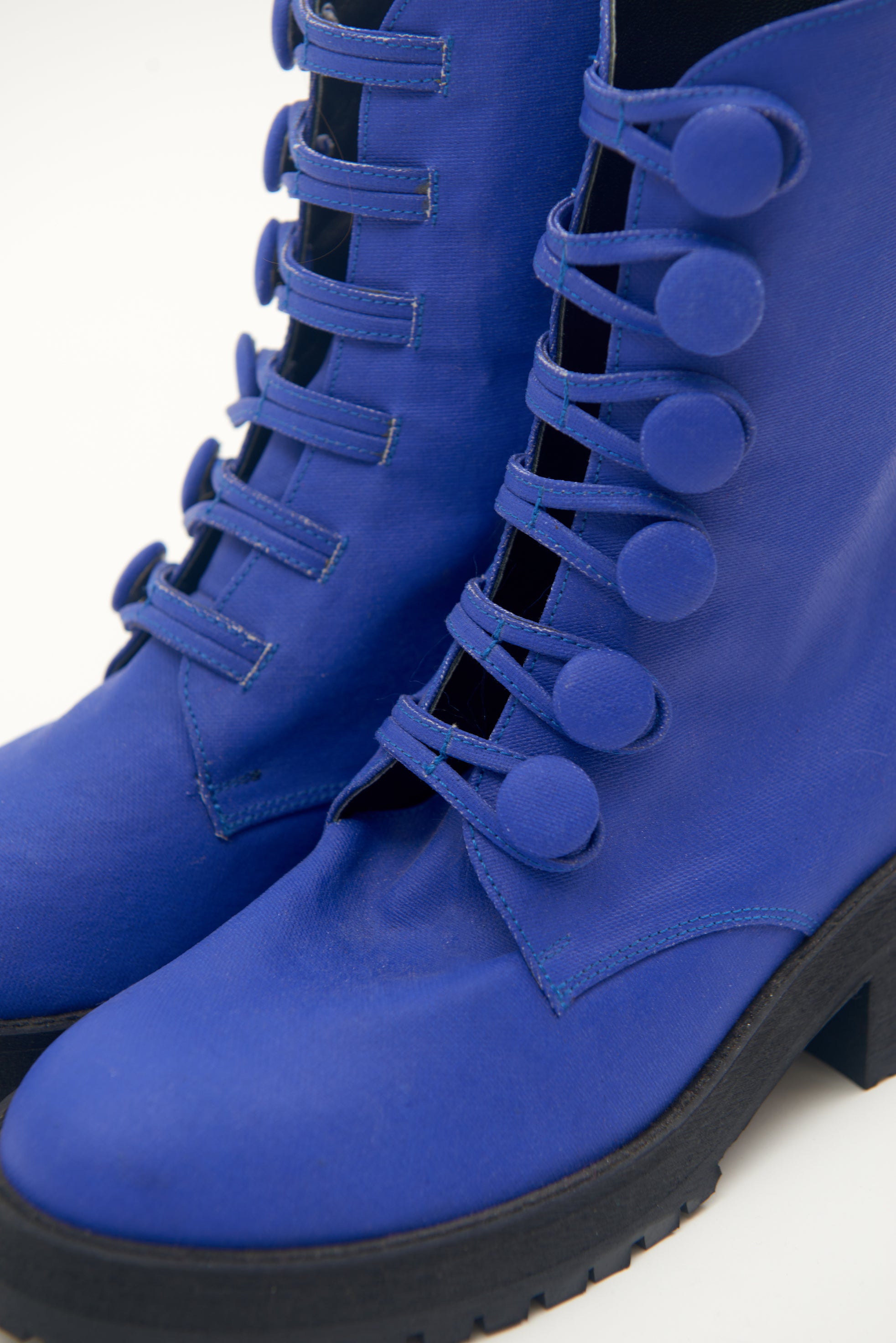 Handmade Boots Blue Buttons