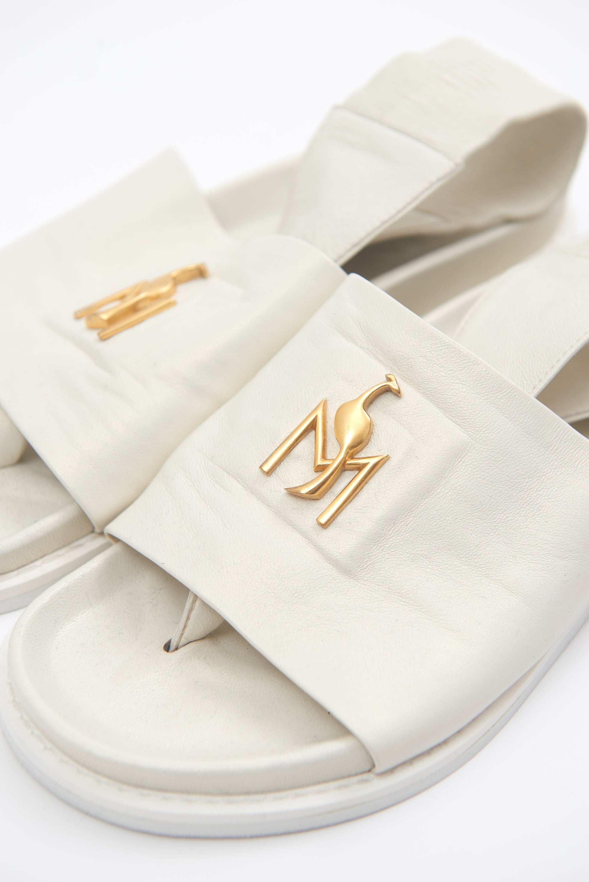 Handmade Sandals White Logo