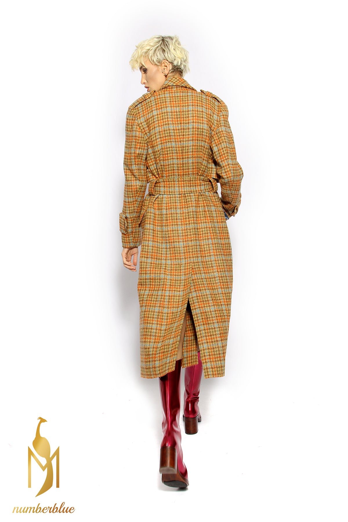 Karierter Mantel lang