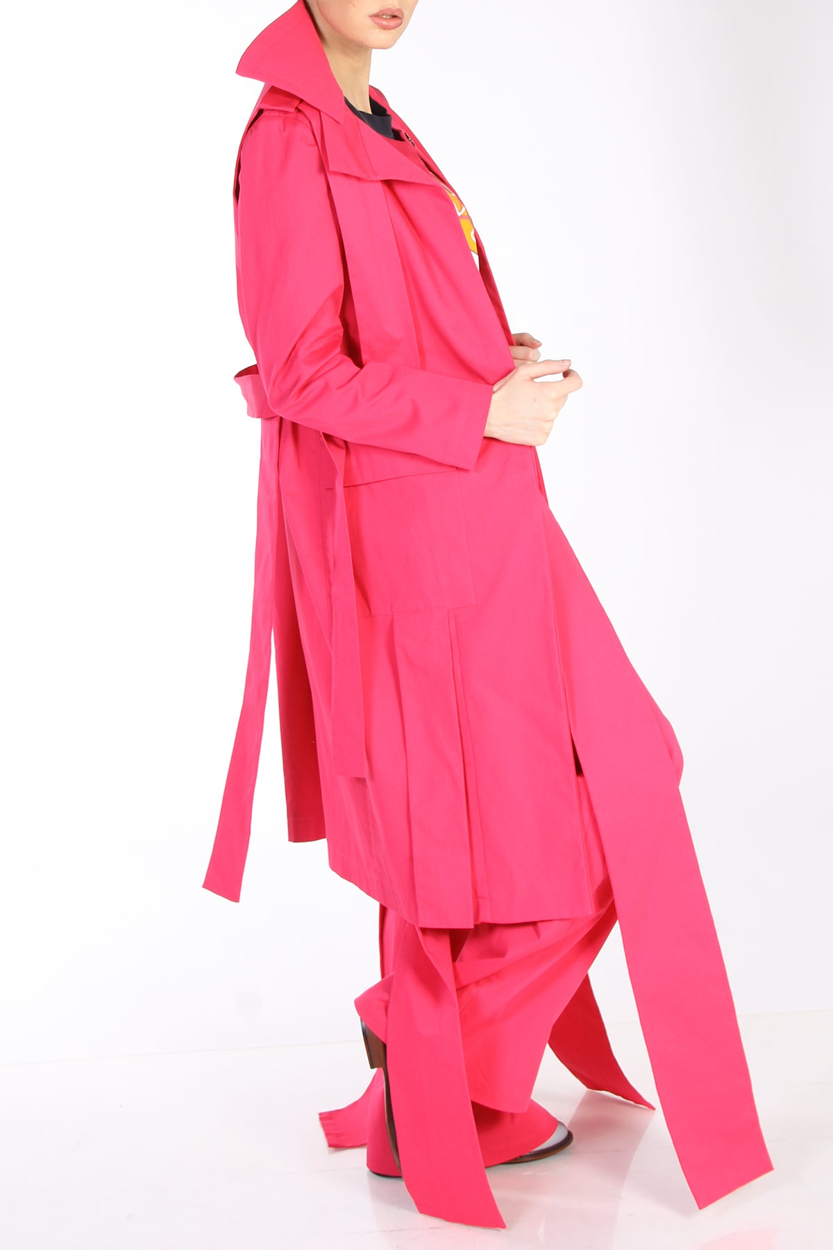 BELTED TRENCH COAT PINK