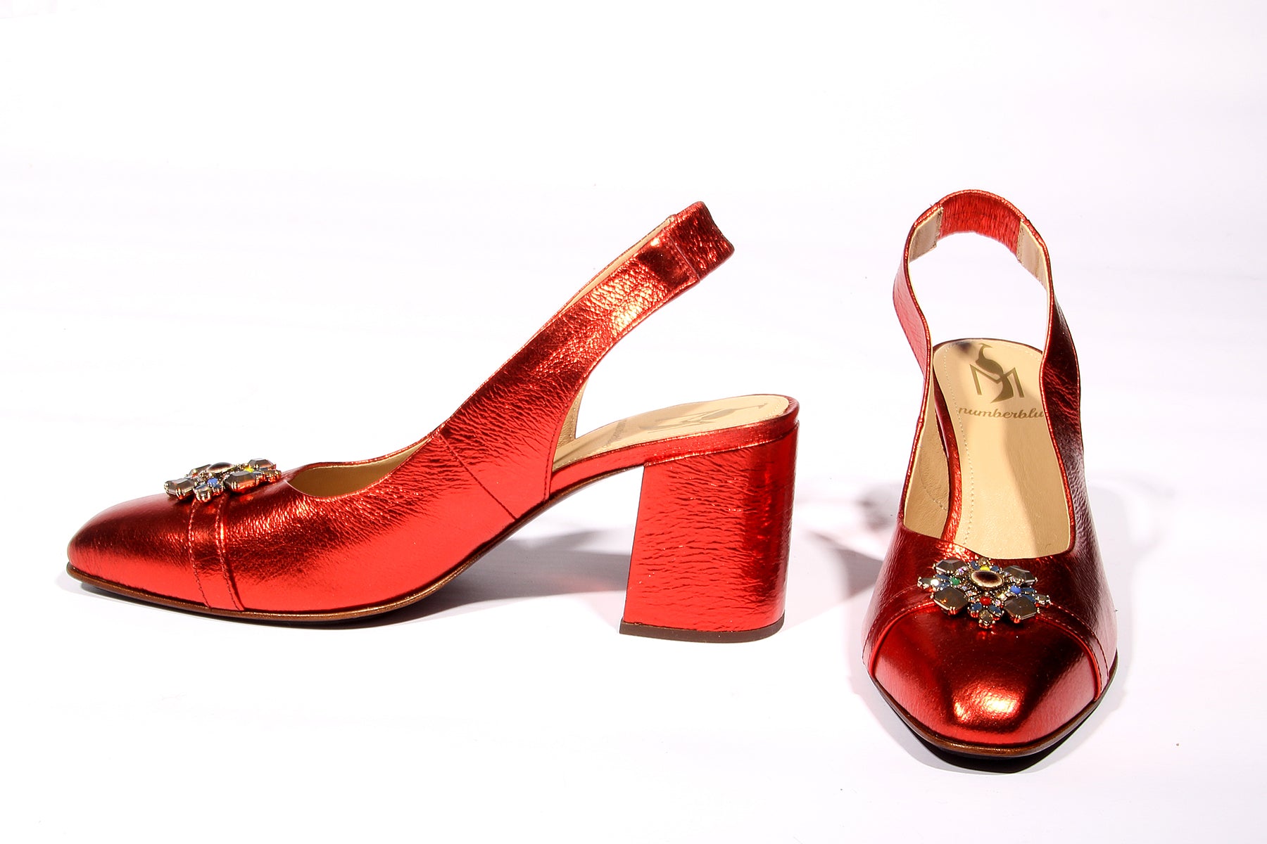 Handmade Pumps Metallic Red