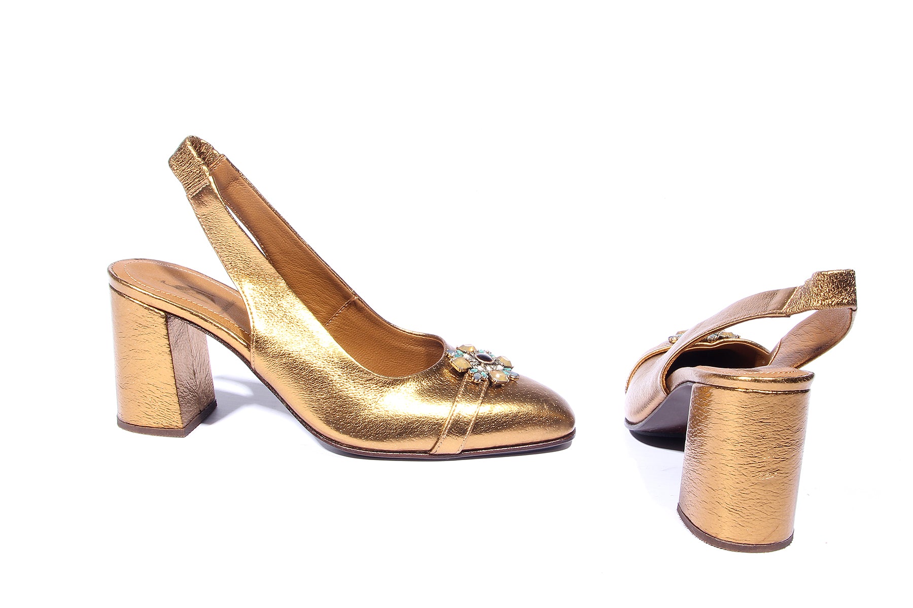 Handmade Pumps Metallic Gold