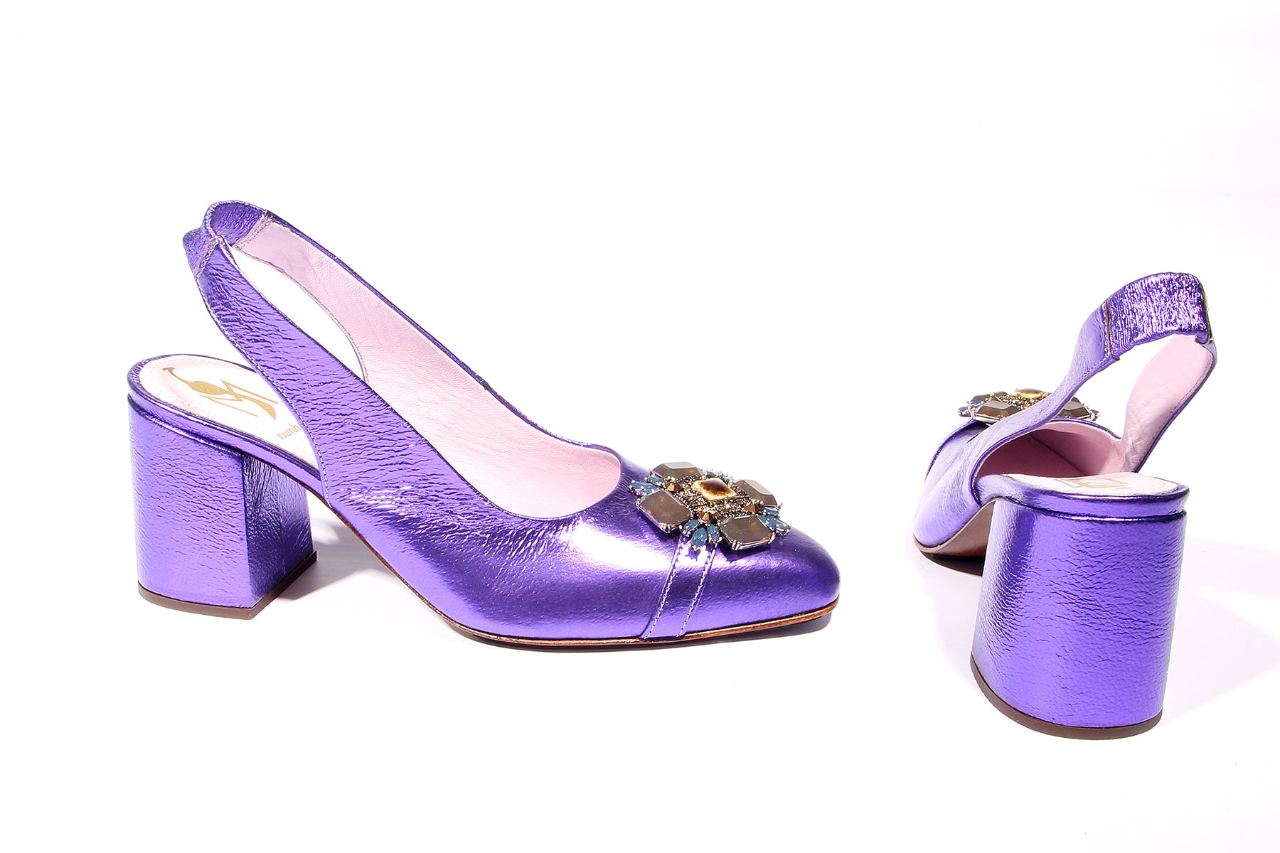 Handmade Pumps Metallic Purple