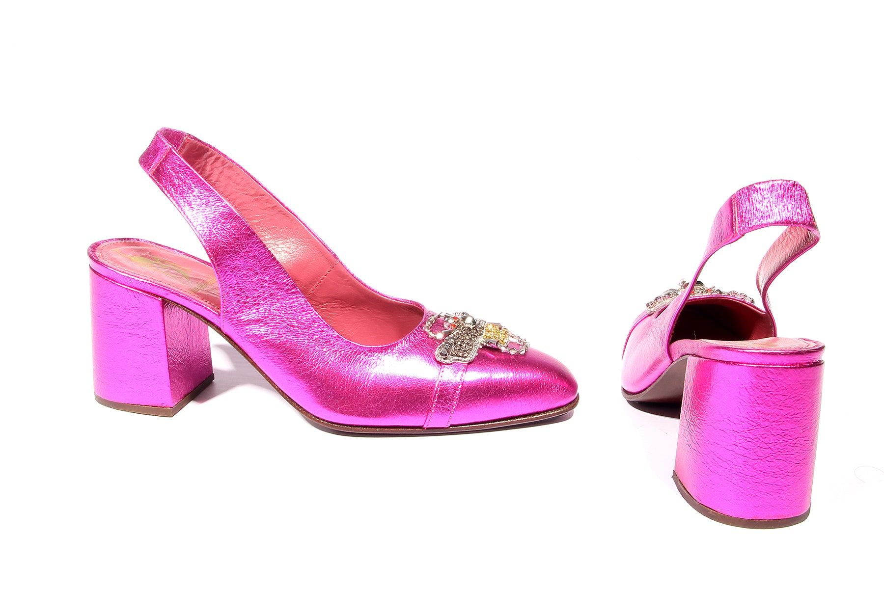 Handmade Pumps Metallic Pink