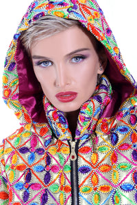 Bunte Jacke mit Kaputze "Vision K"