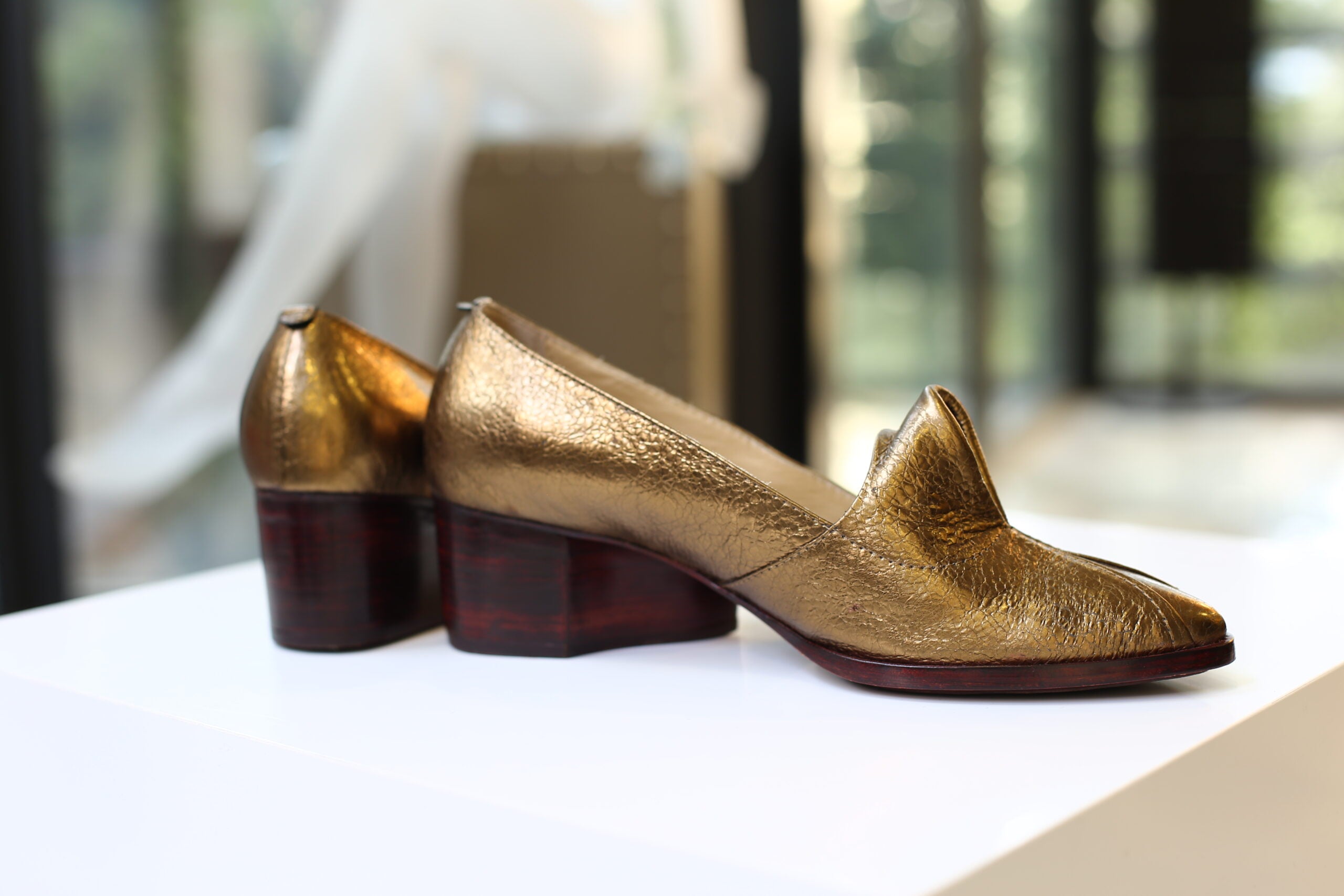 Handmade Slippers Metallic Gold