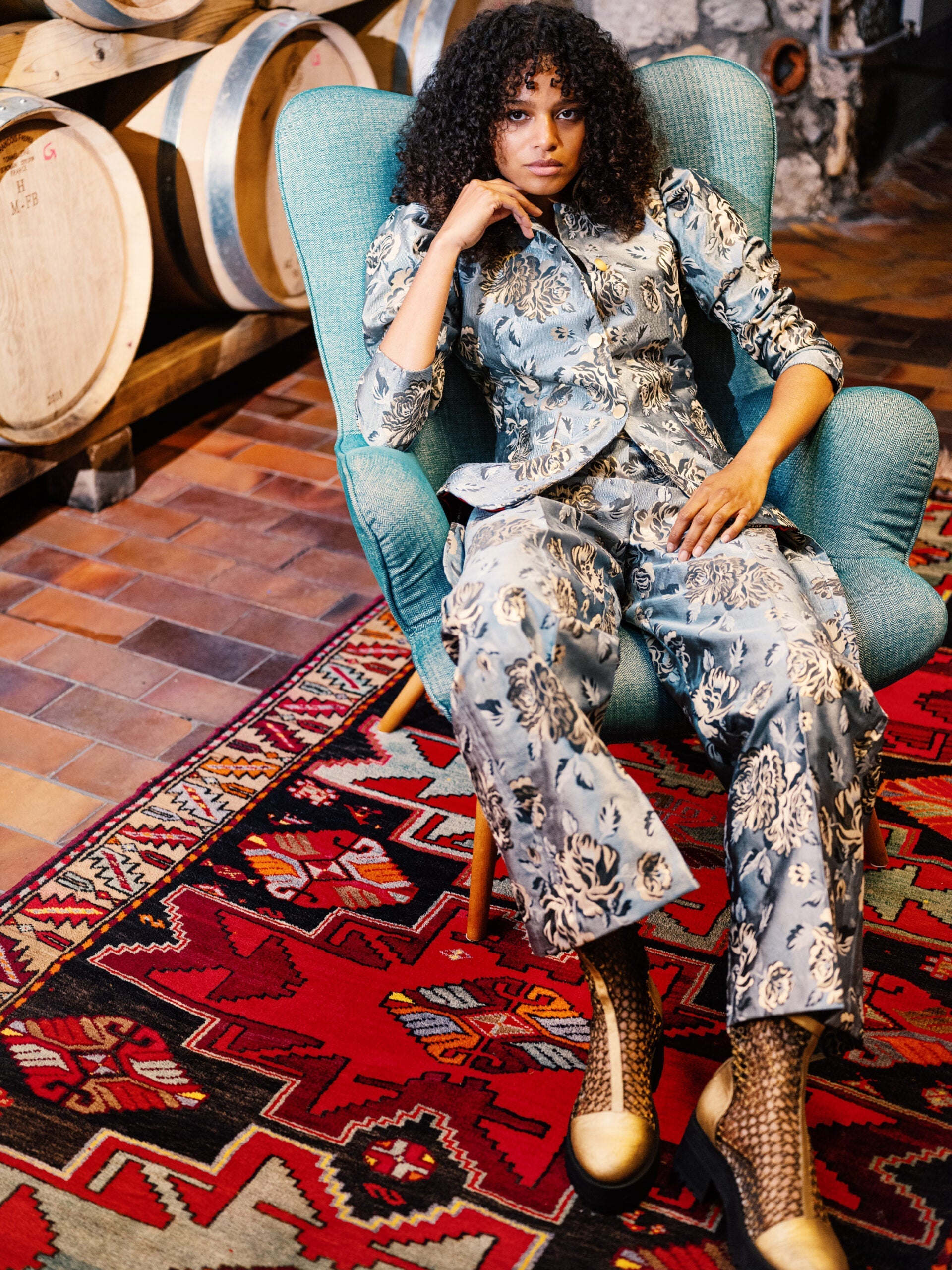 Pants Floral Blue Palazzo