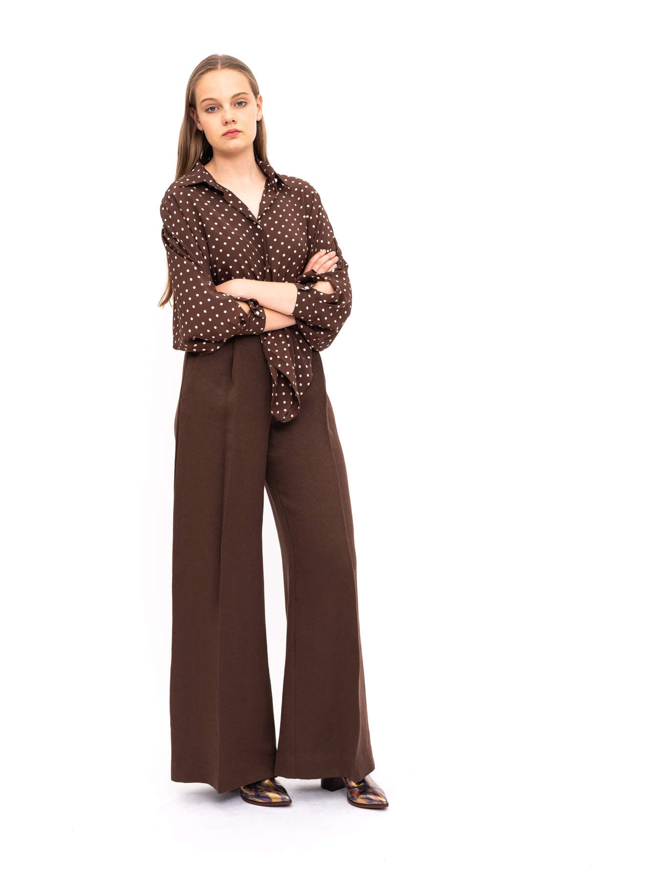 Blouse Brown Polka Dot