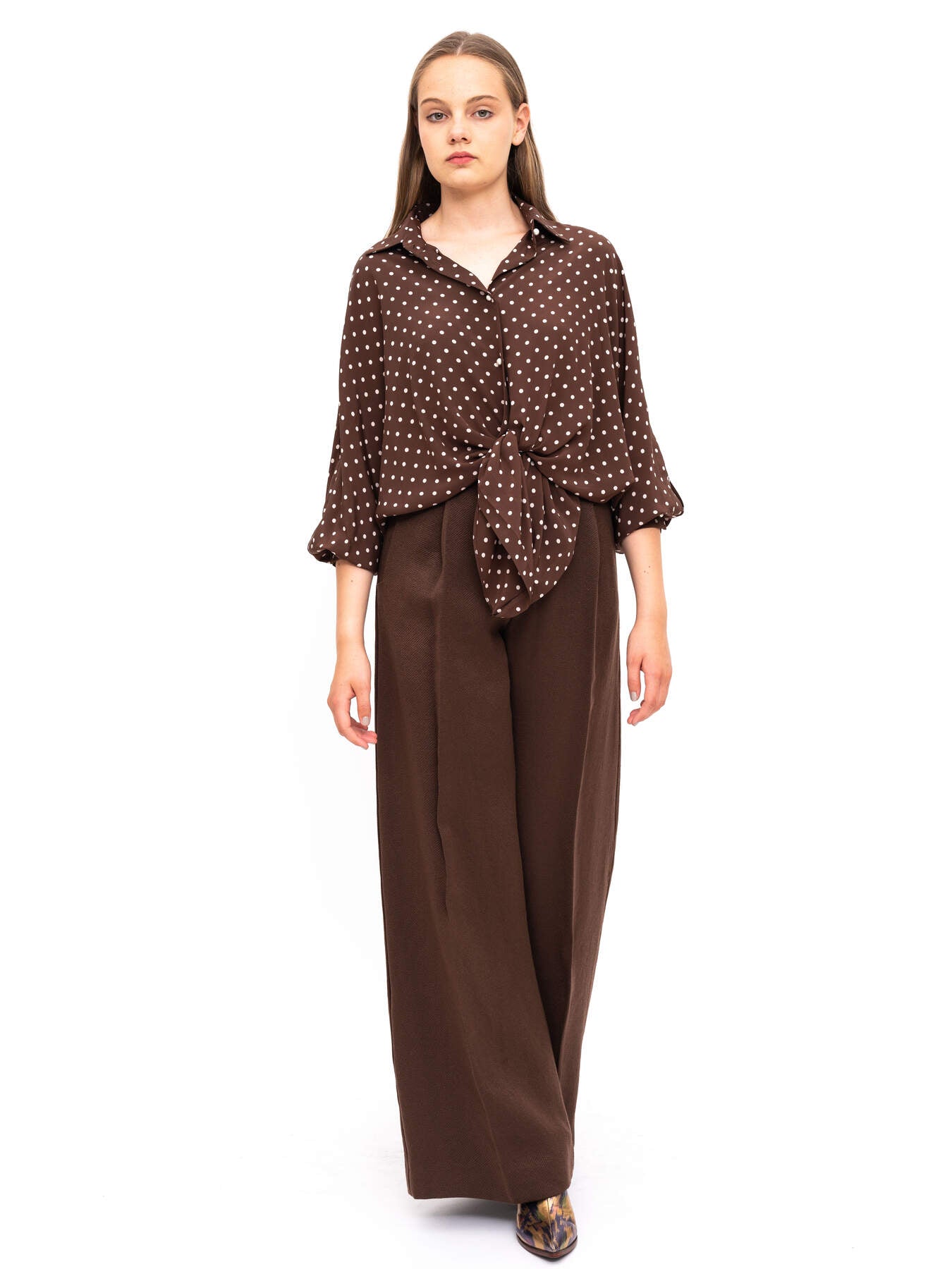 Blouse Brown Polka Dot