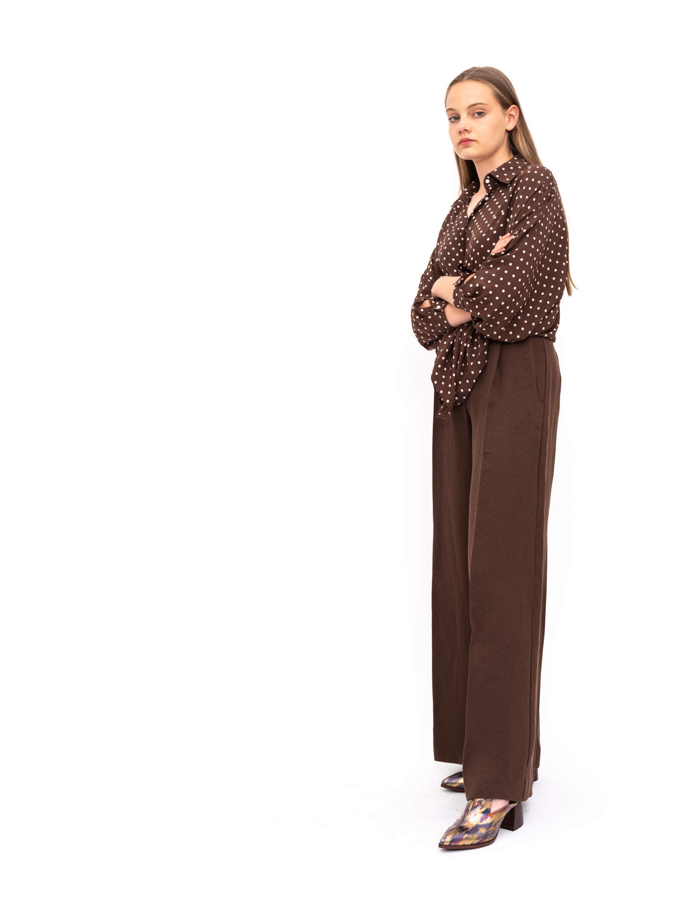 Blouse Brown Polka Dot