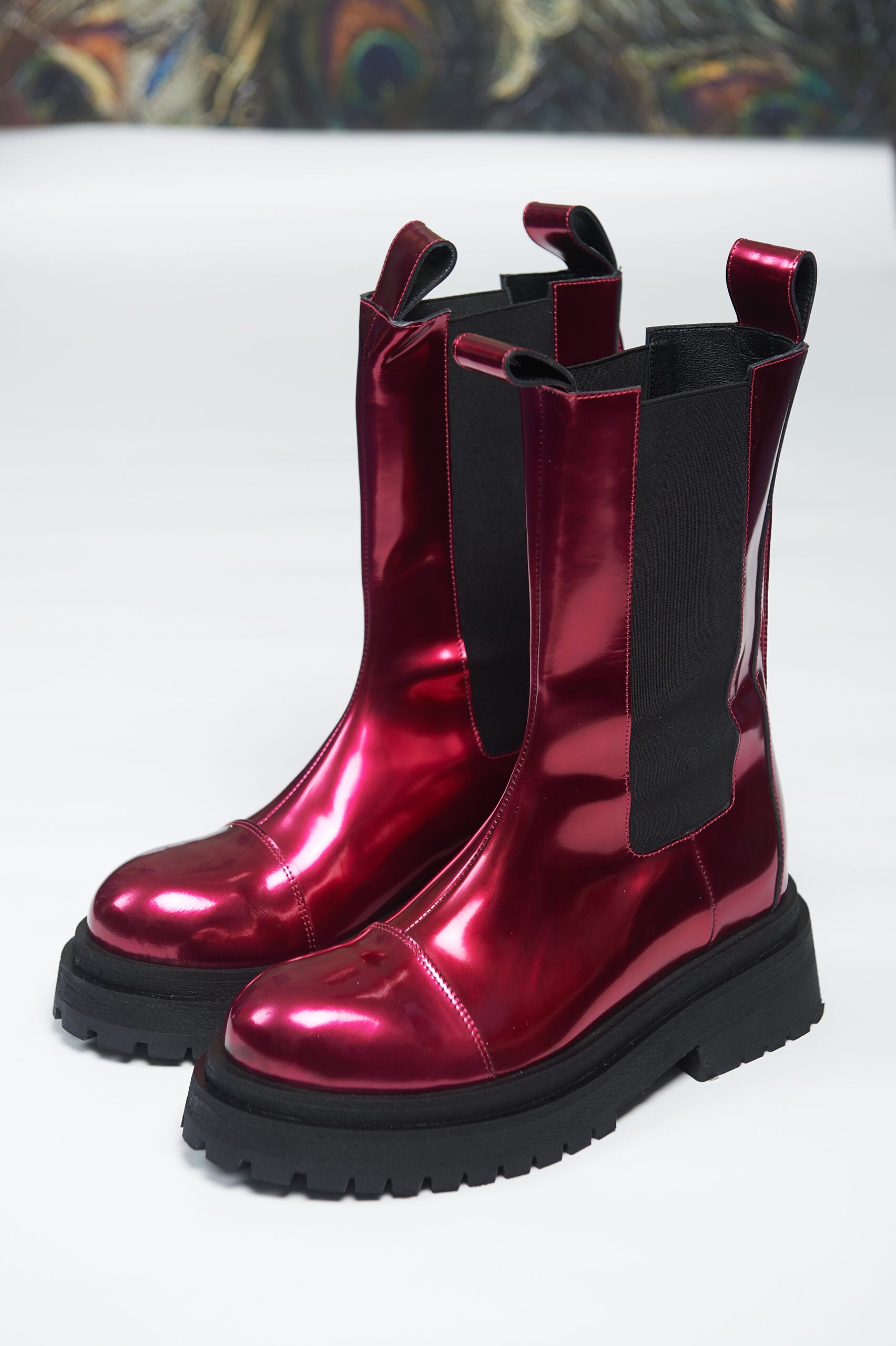 Handmade Boots Red Metallic