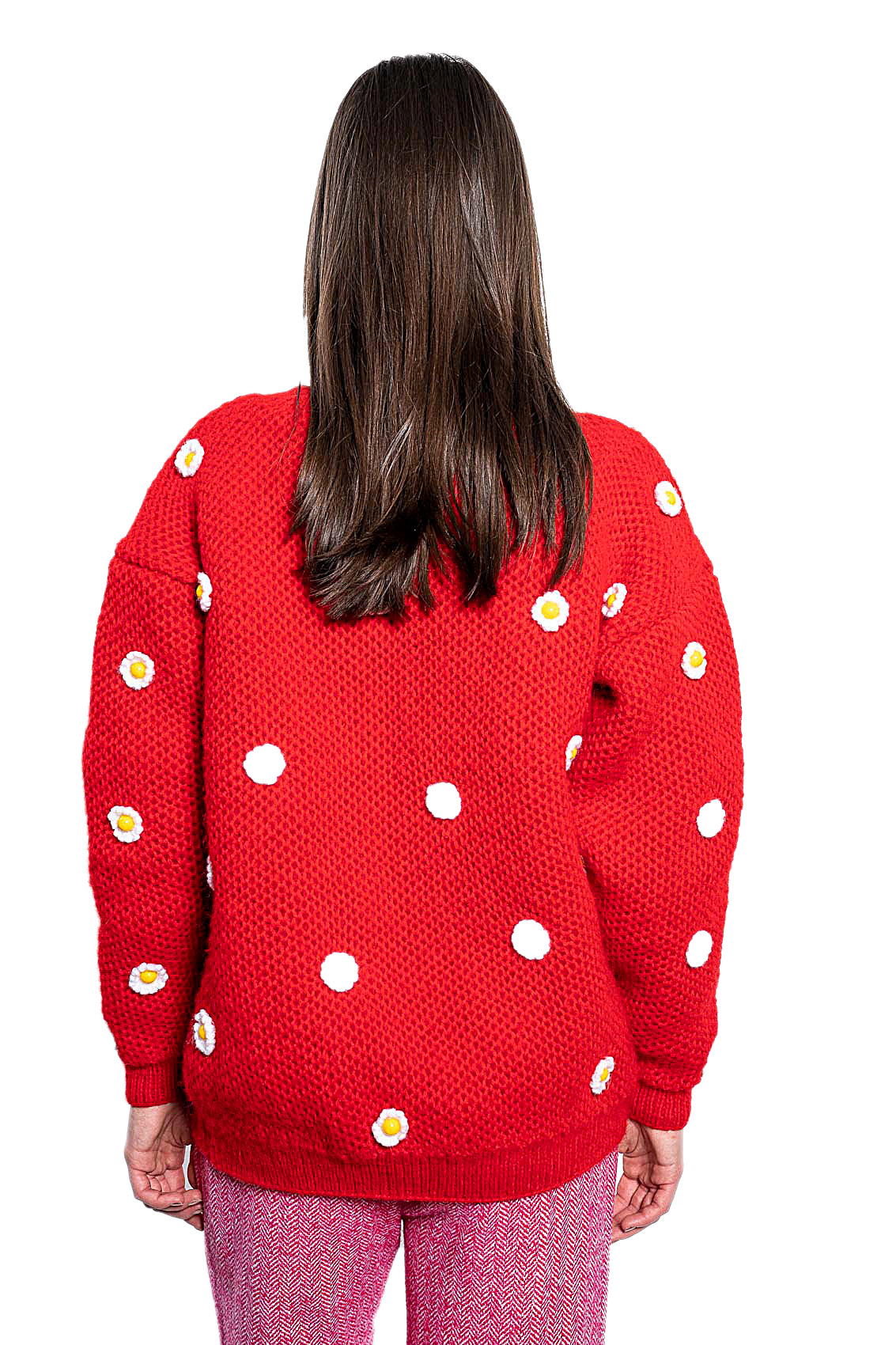 Handmade Strickpullover mit Blumen