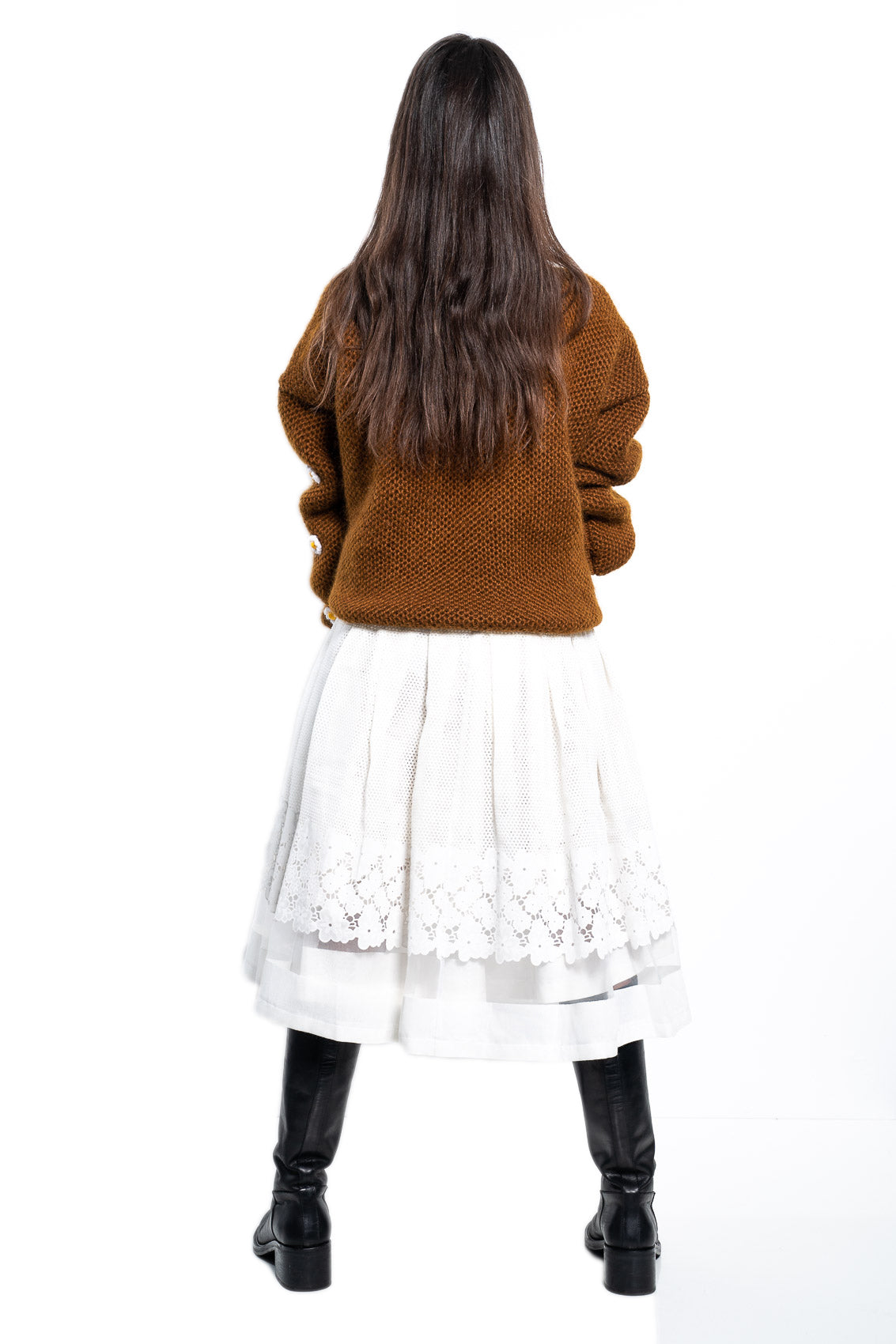 Handmade Strickpullover mit Blumen